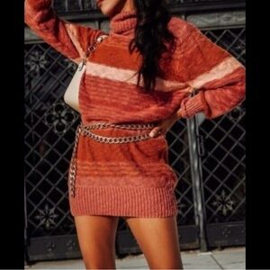 NWT L*SPACE Chunky Knit Long Sleeve Turtleneck Jetsetter Sweater Serape Stripe!